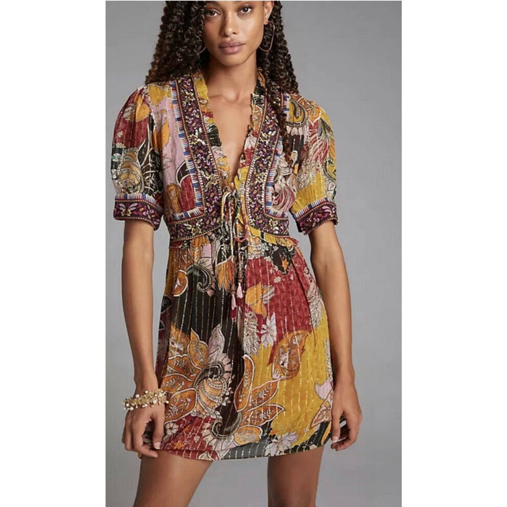 Anthropologie Verb by Pallavi Singhee Beaded Shimmer Mini Dress